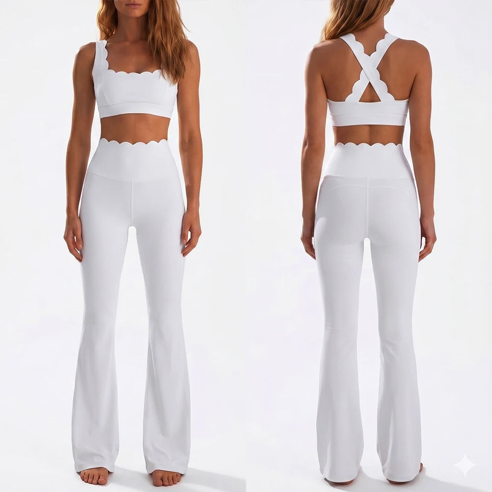 Women Two Pieces Fitness Yoga Set Solid Color Stretchy Soft Gym Suit Breathable Quick Dry Workout Clothes Female Sportswear