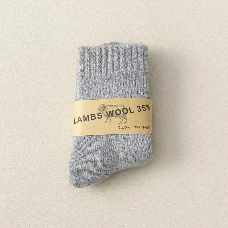 Winter 30% Wool Cashmere Warm Furry Kids Sock Chic Solid Color Calf Sock for Children Thicken Fleece Wool Autumn Warm Stockings