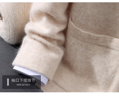 New Mink Wool Cardigan Men's Padded Sweater Coat Business Casual Knitted Cashmere Sweater Coat