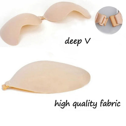 Invisible Push Up Bra - Strapless Backless Seamless Front Closure Wireless Sticky Silicone Bra