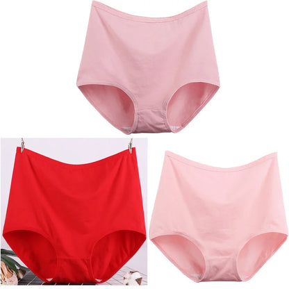 3pcs Cotton Women Panties Lady Plus Size Underwear Large Size High Waist Briefs Breathable Solid Color Female Lingerie