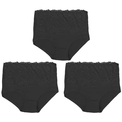 3Pcs Women's Panties Lace Triangle Panties Woman High Waist Plus Fat Plus Size Soft Comfortable and Breathable Female Underwear