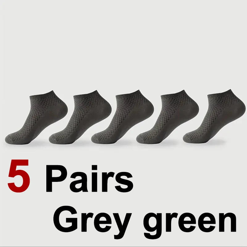1/5 Pairs Men Bamboo Fiber Business Ankle Socks Spring Summer Lightweight Breathable Odor Proof Sweat Absorbing Leisure Socks