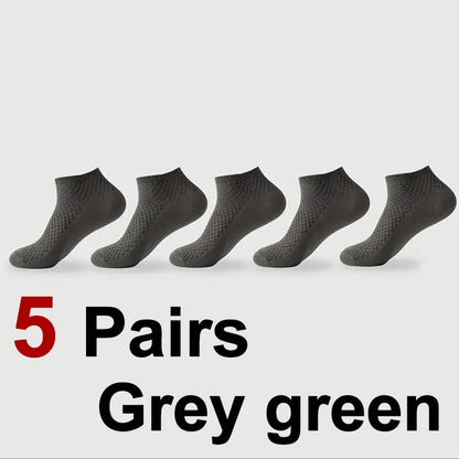 1/5 Pairs Men Bamboo Fiber Business Ankle Socks Spring Summer Lightweight Breathable Odor Proof Sweat Absorbing Leisure Socks