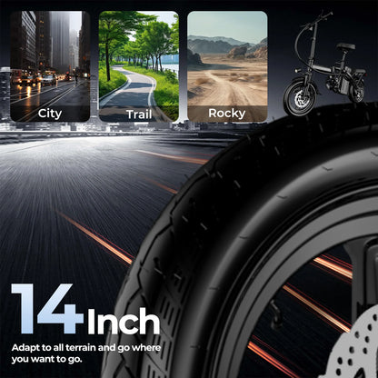 1Year Warranty 500W Adult Electric Bike 20MPH 48V10.4Ah with Dual Disc Brake 14 Inches Folding Electric Bike 22 Mile Range