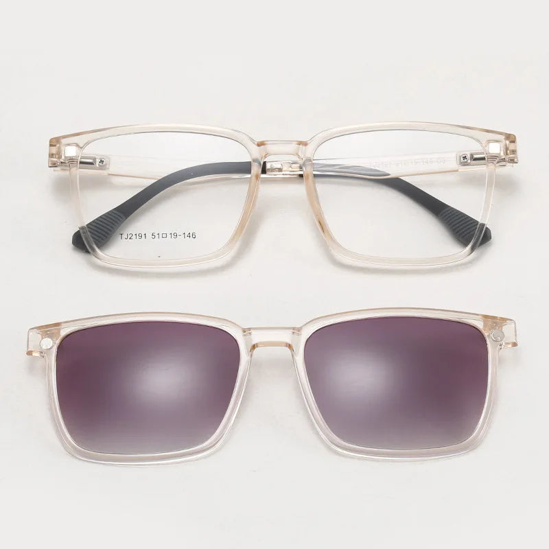 Magnetic Clip-On Glasses – Polarized Prescription Sunglasses with TR90 Frame for Men Women