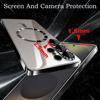 Luxury Transparent Plating Magnetic Wireless Charge Case for Samsung Galaxy S26 S25 S24 S23 S22 S21 Ultra Plus FE Note 20 Cover