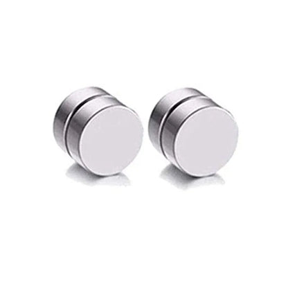 1 Pairs Stainless Steel Magnetic Stud Earrings For Men Women Hoop Earrings Clip On CZ Non-Piercing Steel All Ages