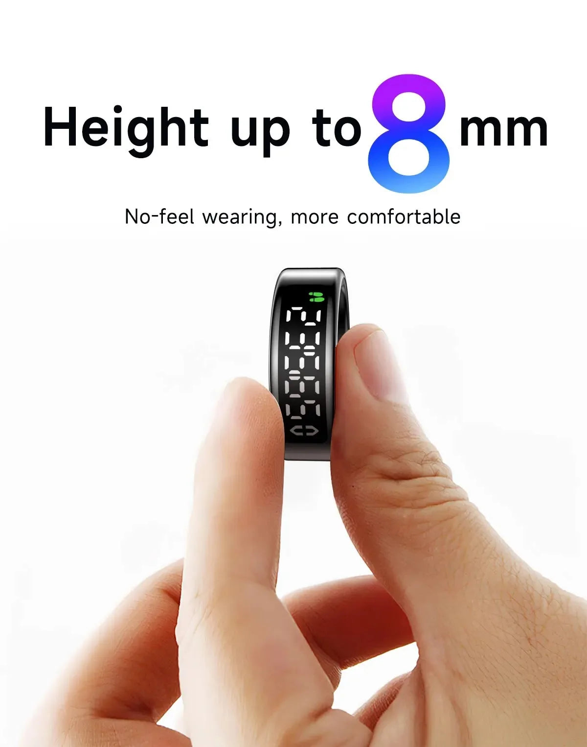 SY01 Smart Ring With LED Screen Bluetooth Health Monitoring Blood Oxygen Sleep Heart Rate Multi-sport Modes Waterproof IP68&5ATM