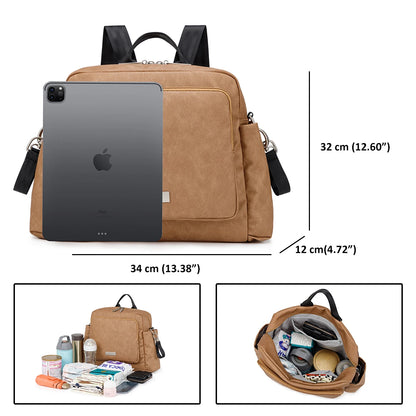 Soboba 2023 New Diaper Bags for Mother Waterproof Large Capacity Solid Polyester Diaper Backpacks Travel Bag for Newborn Baby