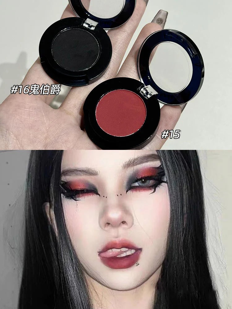 Punk Smoky Red Black Eye Shadow Palette Waterproof Gothic Matte Blue Eyeshadow Tray Women Halloween Eye Pigments Makeup Palette