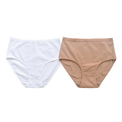 2Pcs/Set Women High Waist Cotton Panties Soft Stretch Tummy Control Ladies Rib Knit Underwear Sexy Lingerie Comfort Briefs S-XXL