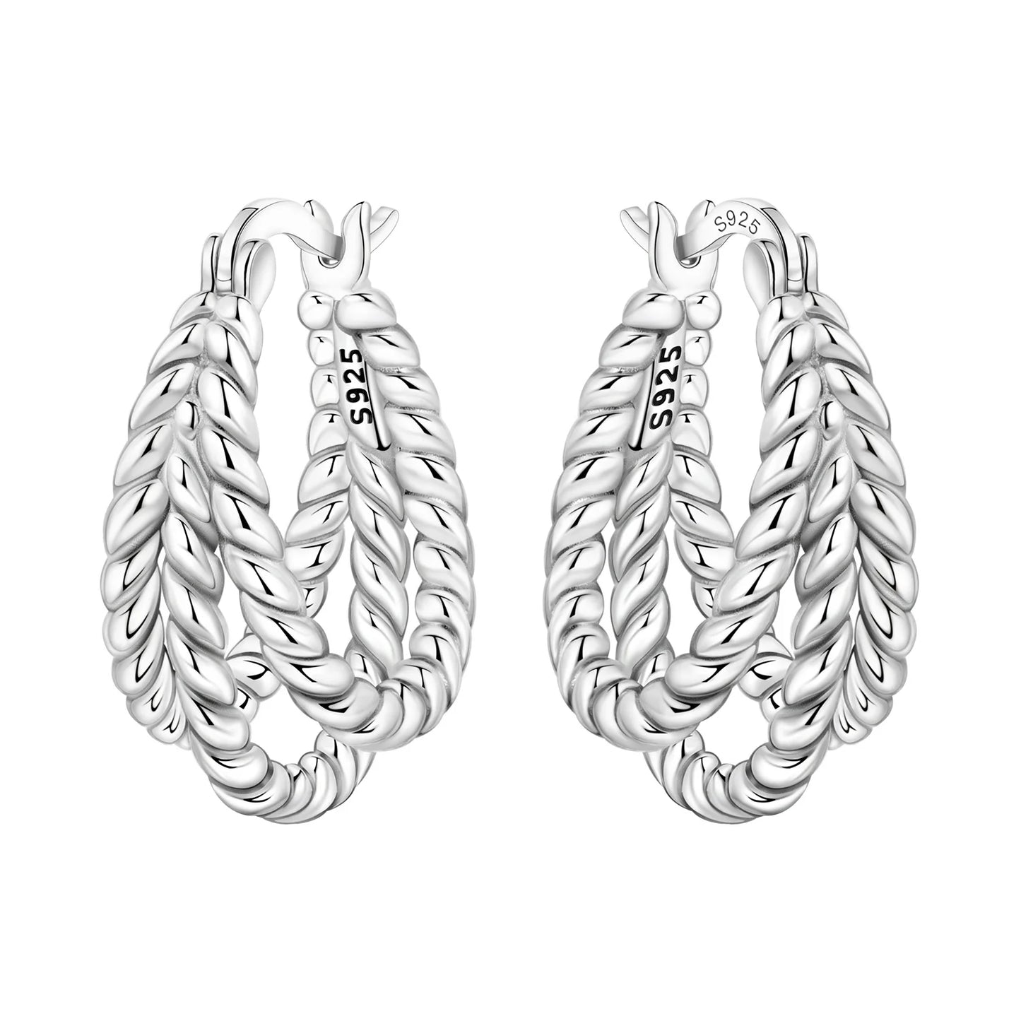 Orstarry S925 Sterling Silver Square Chain With Stone Inlaid Earrings Hoop Earrings For Women Jewelry Original Party Trendy Gift