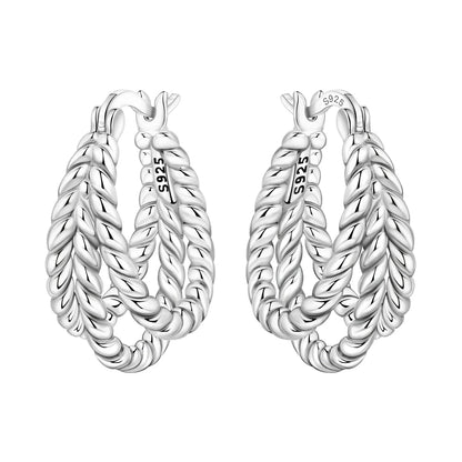 Orstarry S925 Sterling Silver Square Chain With Stone Inlaid Earrings Hoop Earrings For Women Jewelry Original Party Trendy Gift
