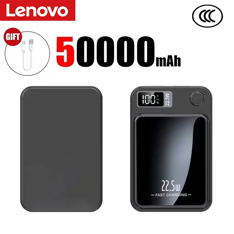 Lenovo 500000mAh Portable Magnetic Wireless Power Bank Fast Charger For Magsafe Auxiliary Battery For iphone Huawei Samsung 2027