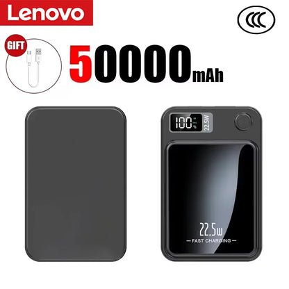 Lenovo 500000mAh Portable Magnetic Wireless Power Bank Fast Charger For Magsafe Auxiliary Battery For iphone Huawei Samsung 2027