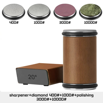Rolling Knife Sharpener | Double Sided Diamond Sharpening Stone with Magnetic Angle