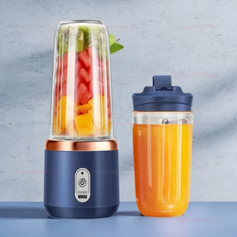 Portable USB Fruit Juicer Blender - 2 Cups 6 Blades Wireless Mixer