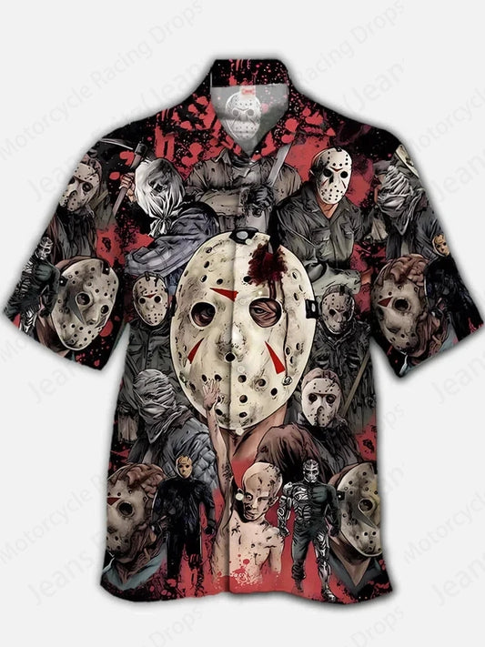 Halloween Hawaiian Shirt - Chucky Movie Casual Loose Short Sleeve Beach Blouse - ZOOMNSTORE