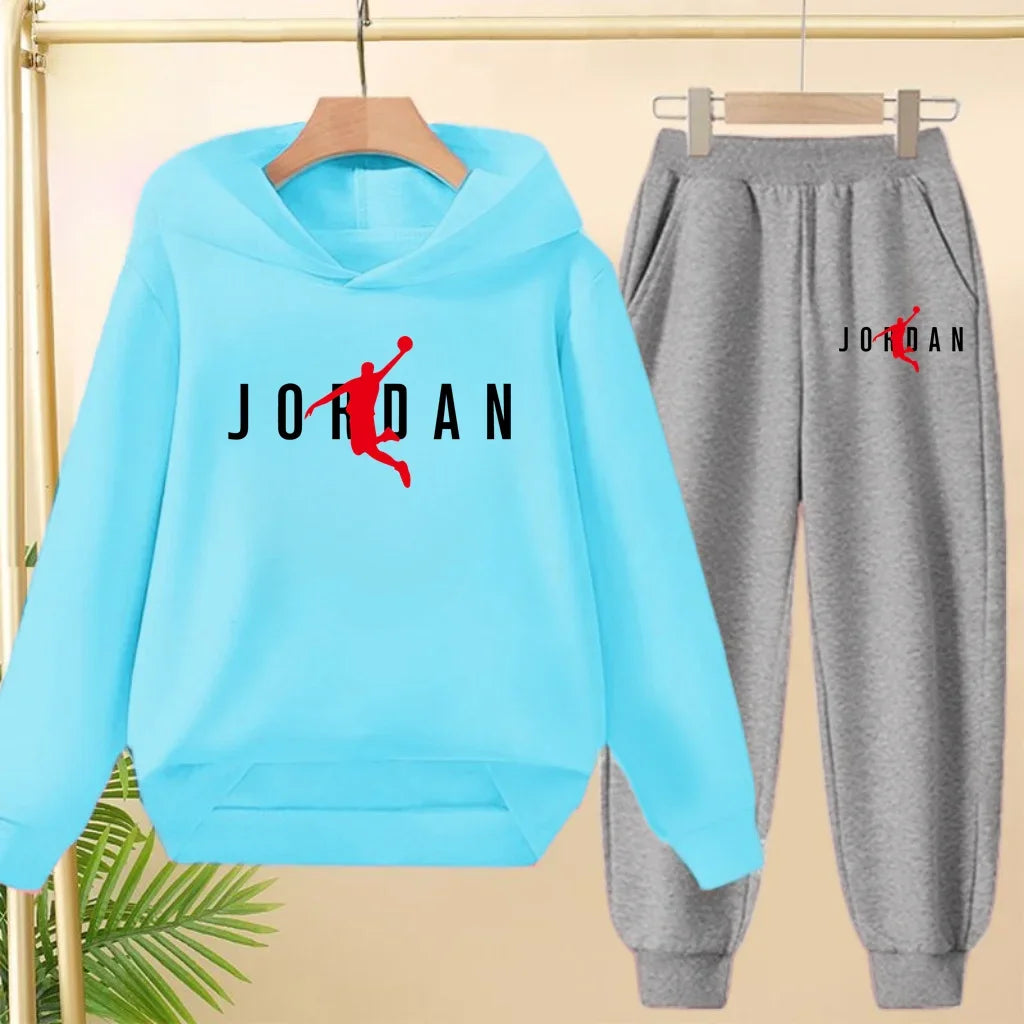Children's Sportswear Set with Hoodie Sweatshirt And Long Pants Suitable for Kids Aged 3-13 Years Old for Engaging in Sports