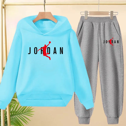 Children's Sportswear Set with Hoodie Sweatshirt And Long Pants Suitable for Kids Aged 3-13 Years Old for Engaging in Sports