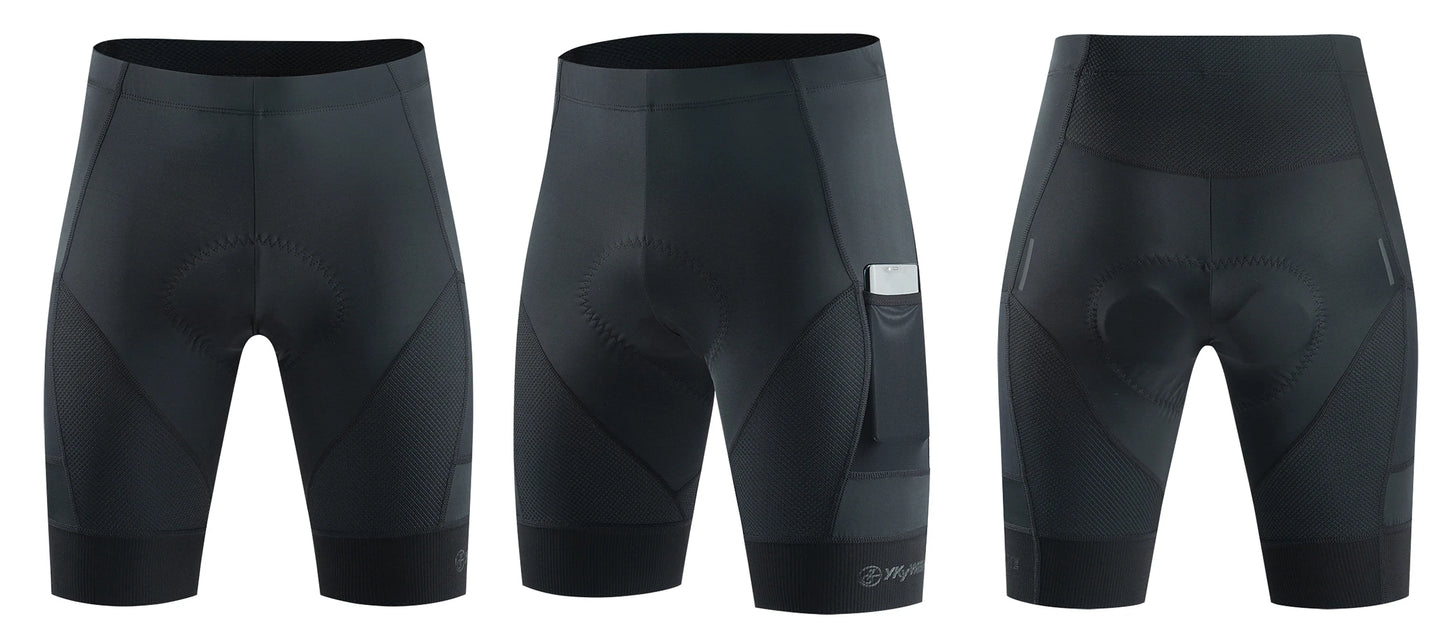 YKYWBIKE Sports Padded Bike Shorts for Men Cycling Bicycle Shorts Comfortable Road Biking Pants 2 Pocket Tights Slim Fit