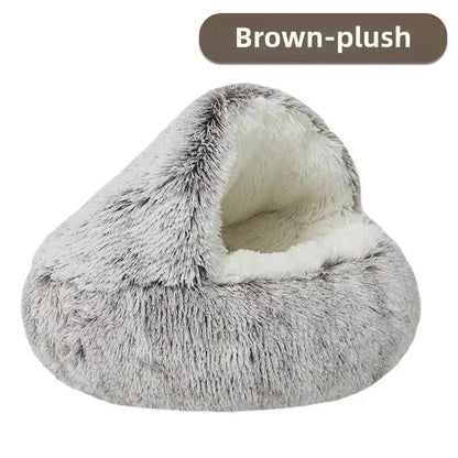 Autumn and Winter soft plush pet bed and pet bed Winter warm and cold plush comforter nest Shell cat nest semi-enclosed cat nest