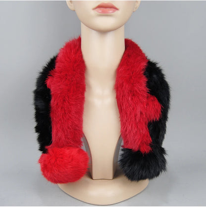 Rabbit Fur Scarf - Genuine Real Natural Fur Muffler for Women Winter Warmth