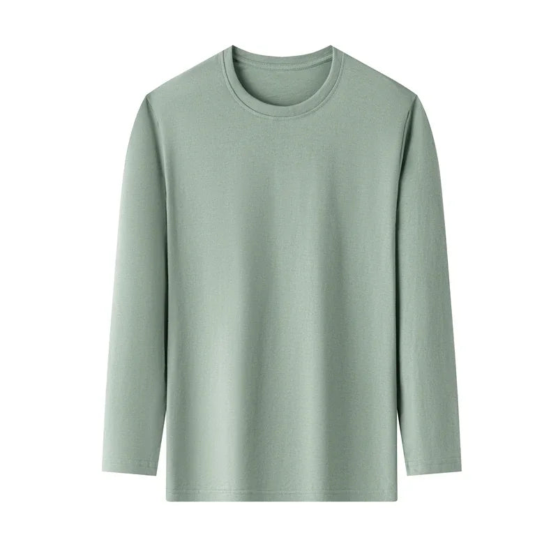 Men's Cotton T-Shirt - Long Sleeve Tee | Breathable Solid Color Shirt, Casual Summer Top