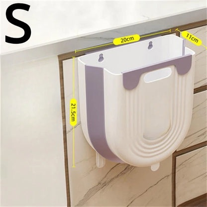 Wall-Mounted Folding Trash Can - Kitchen  Bathroom Space Saver