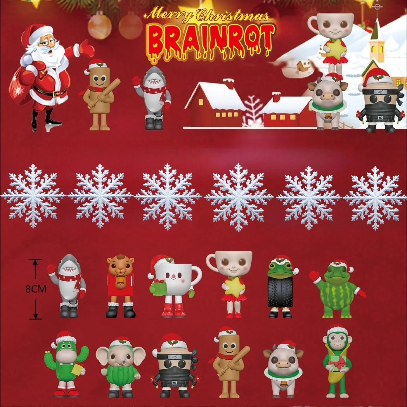 New Christmas Edition Tungtungsahur Figure Funny Doll Desktop Decoration Tralalero Tralala Figure Model Kids Christmas Gifts