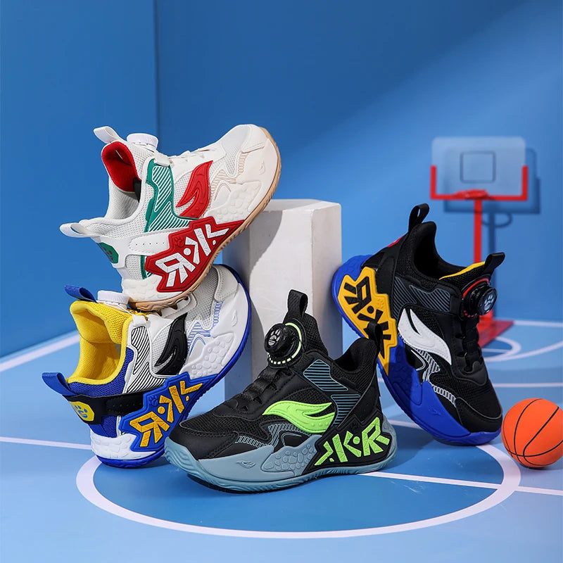 Boys Girls Casual Shoes Outdoor Children‘s Basketball Sneakers Kids Breathable Mesh Athletic Shoes Non-slip Lace-up Running Shoe