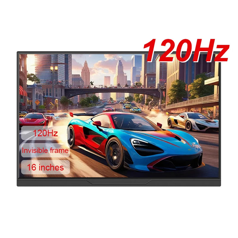 Portable Gaming Monitor 16 Inch IPS Display Screen 120Hz Refresh Rate - HDR10 Matte Surface