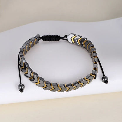 New Hematite Stone Arrow Adjustable Bracelet Men Jewelry Weight Loss Magnetic Therapy Beaded Health Care Bracelets Pulsera Gift