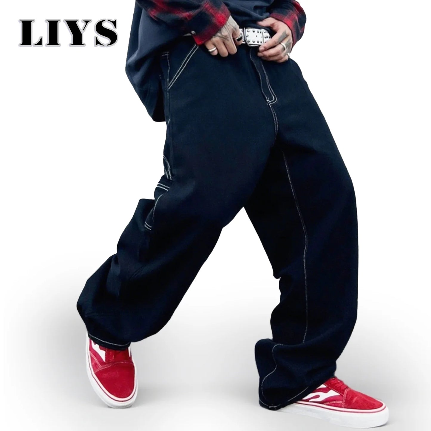 Liys Retro Black Fashion Work Jeans Men Casual Straight-Leg Classic Work Denim Trousers Korean Brand Pant Men's Summer Pants