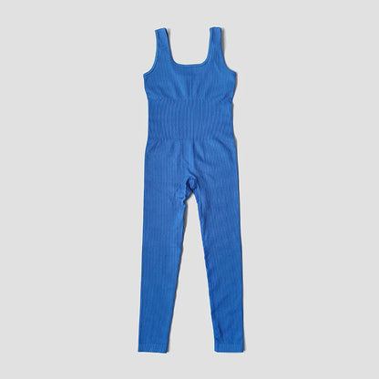 Women's Seamless Yoga Set | Ribbed One Piece Fitness Jumpsuit - High Waist Workout