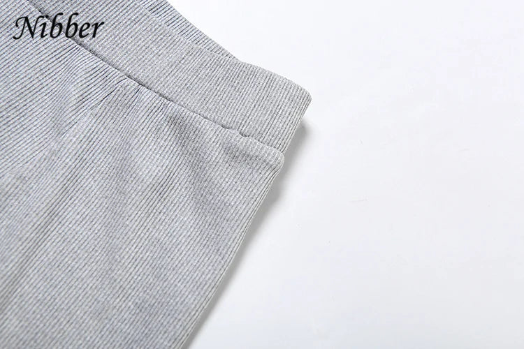 Nibber Ribbed Casual 2 Piece Set Women Tracksuit Sporty Square Collar Tank Tops+Shorts Suit Streetwear Simple Matching Outfits