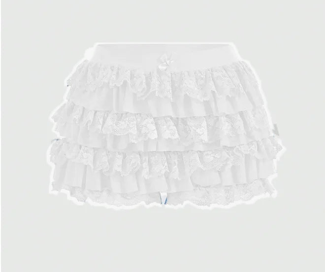 Women's Bow Lace Ruffle Shorts – Y2K Elastic-Waist Summer Shorts