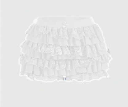 Women's Bow Lace Ruffle Shorts – Y2K Elastic-Waist Summer Shorts