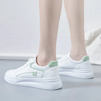 Outdoor Women Walking Shoes Skateboarding Shoes Women Sneakers PU Leather Lace-Up Breathable Jogging Casual Sneakers De Mujer