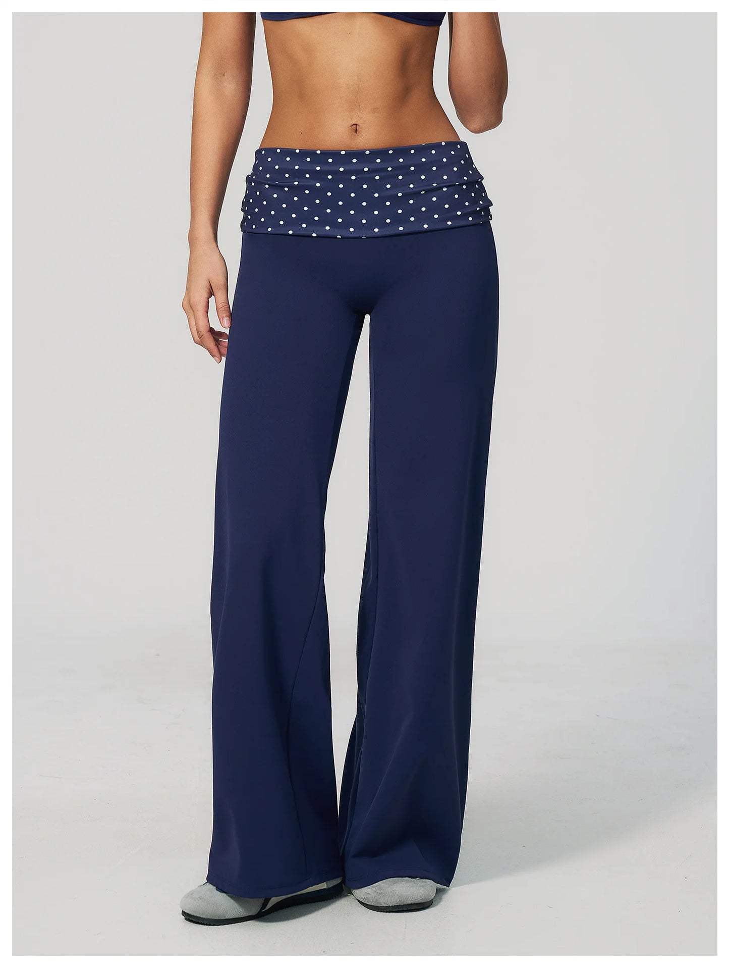 Women's Wide Leg Yoga Pants Breathable Sports Fitness Bell-bottoms High Waist Striped Yoga Pants Polka Dot Workout Flared Pants