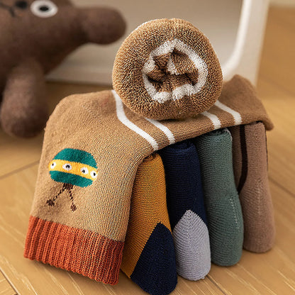 Thick Warm Floor Socks For Kids Plush Loop Mid Tube Socks Winter Boy Long Sock Children Thermal Footwear Cute Cartoon Baby Socks