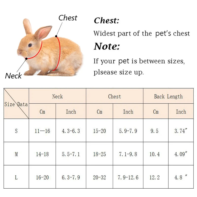 Solid Adjustable Pet Harness and Leash for Rabbit Bunny Cat Ferrets Outdoor Walking Pets Supplies Lapin Accessoires Pour Animaux