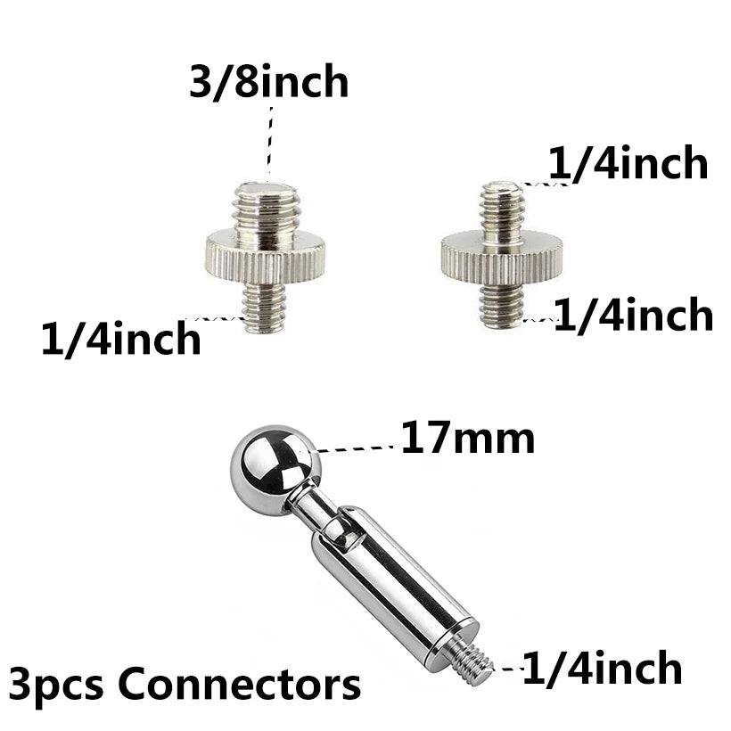 Metal Tube Extendable Rod Selfie Stick Monopod Extention Pole Stand Holder with 1/4inch Screw Ball Head for Mobile Phone Cameras