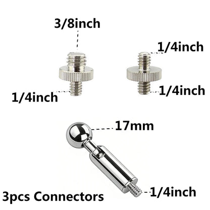 Metal Tube Extendable Rod Selfie Stick Monopod Extention Pole Stand Holder with 1/4inch Screw Ball Head for Mobile Phone Cameras