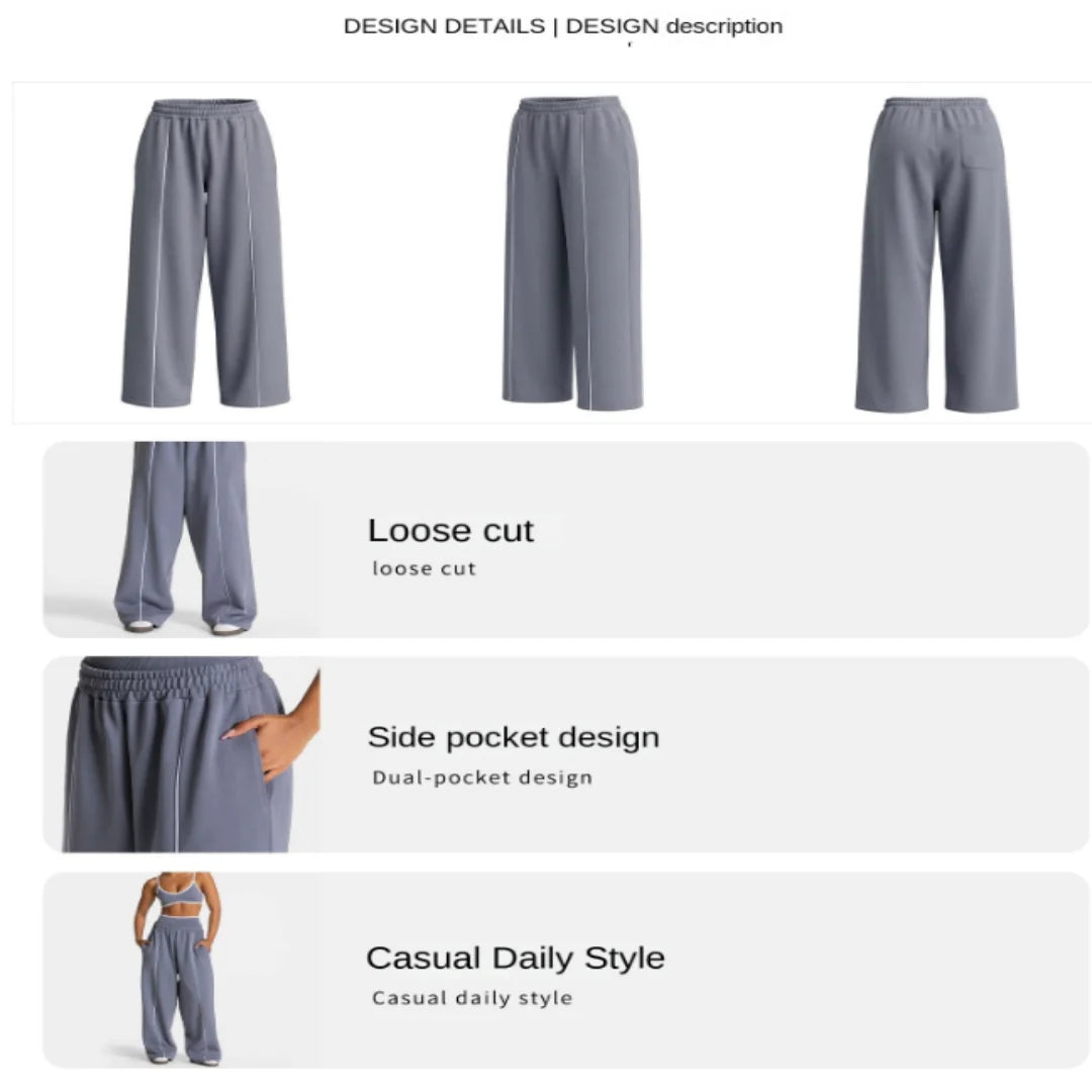 LOGO Loose Yoga Pants - Fashionable and Comfortable Casual Straight Yoga Pants with High Elasticity Fitness and Sports Pants