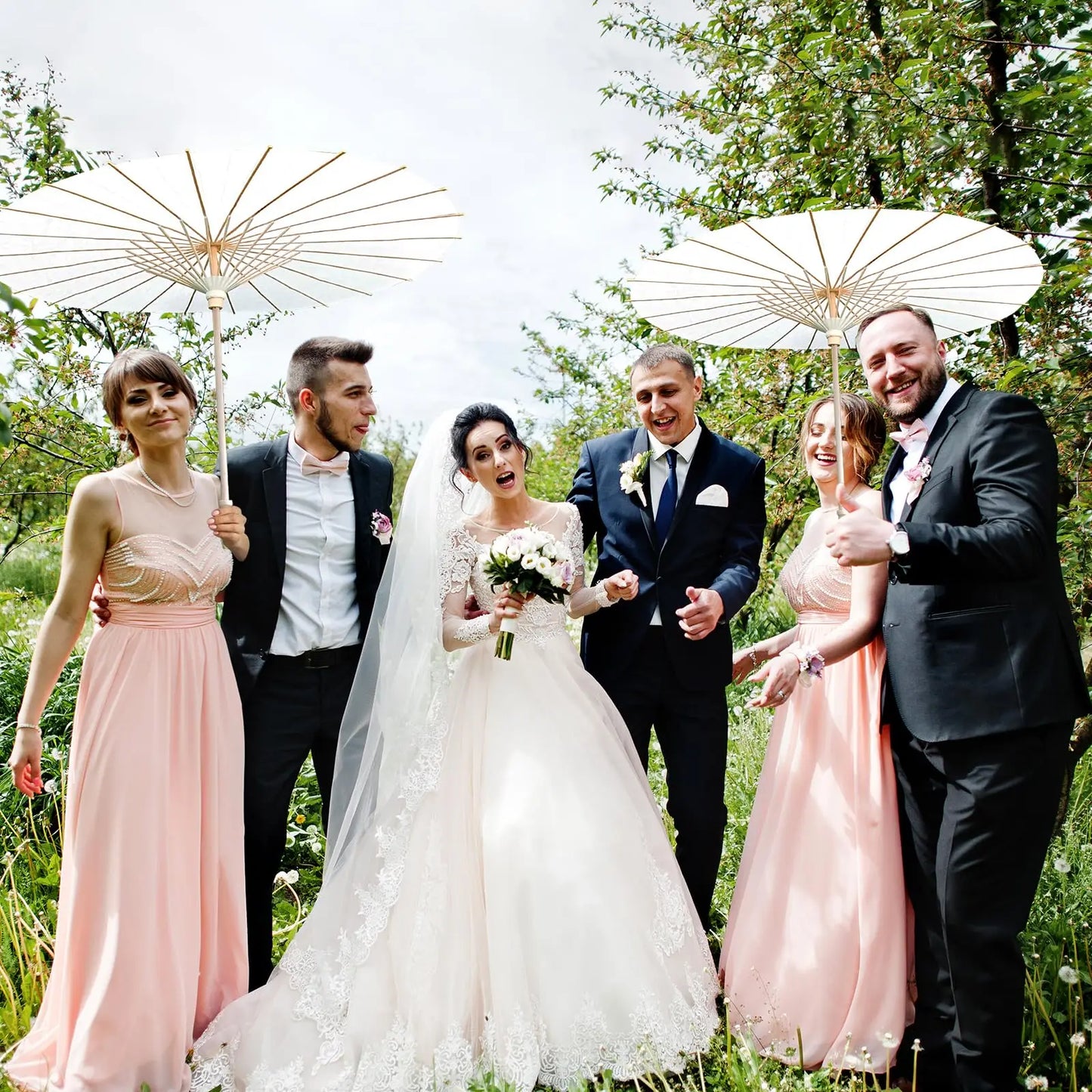 60/84cm Wedding Paper Umbrellas Chinese Wooden handle White DIY  Rustic Photography Props for Baby Shower Party Wedding