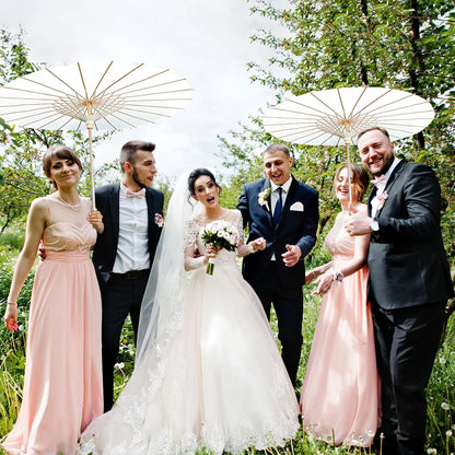 60/84cm Wedding Paper Umbrellas Chinese Wooden handle White DIY  Rustic Photography Props for Baby Shower Party Wedding