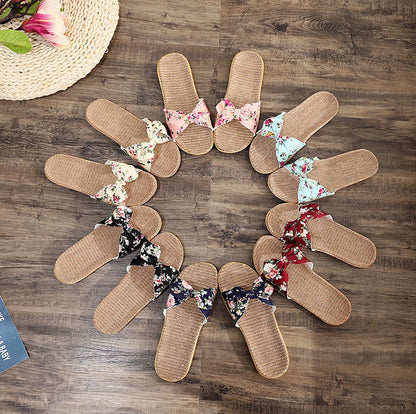 New Summer Ladies Slippers Outdoor Beach Sandals Bohemian Ethnic Style Handmade Espadrilles Platform Slippers Flip Flops Women