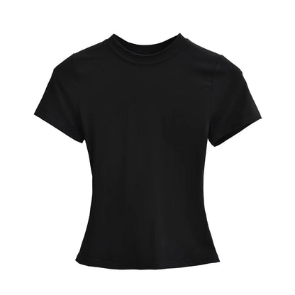 Women's Slim T-Shirt – Casual Solid Y2K Short-Sleeve Top